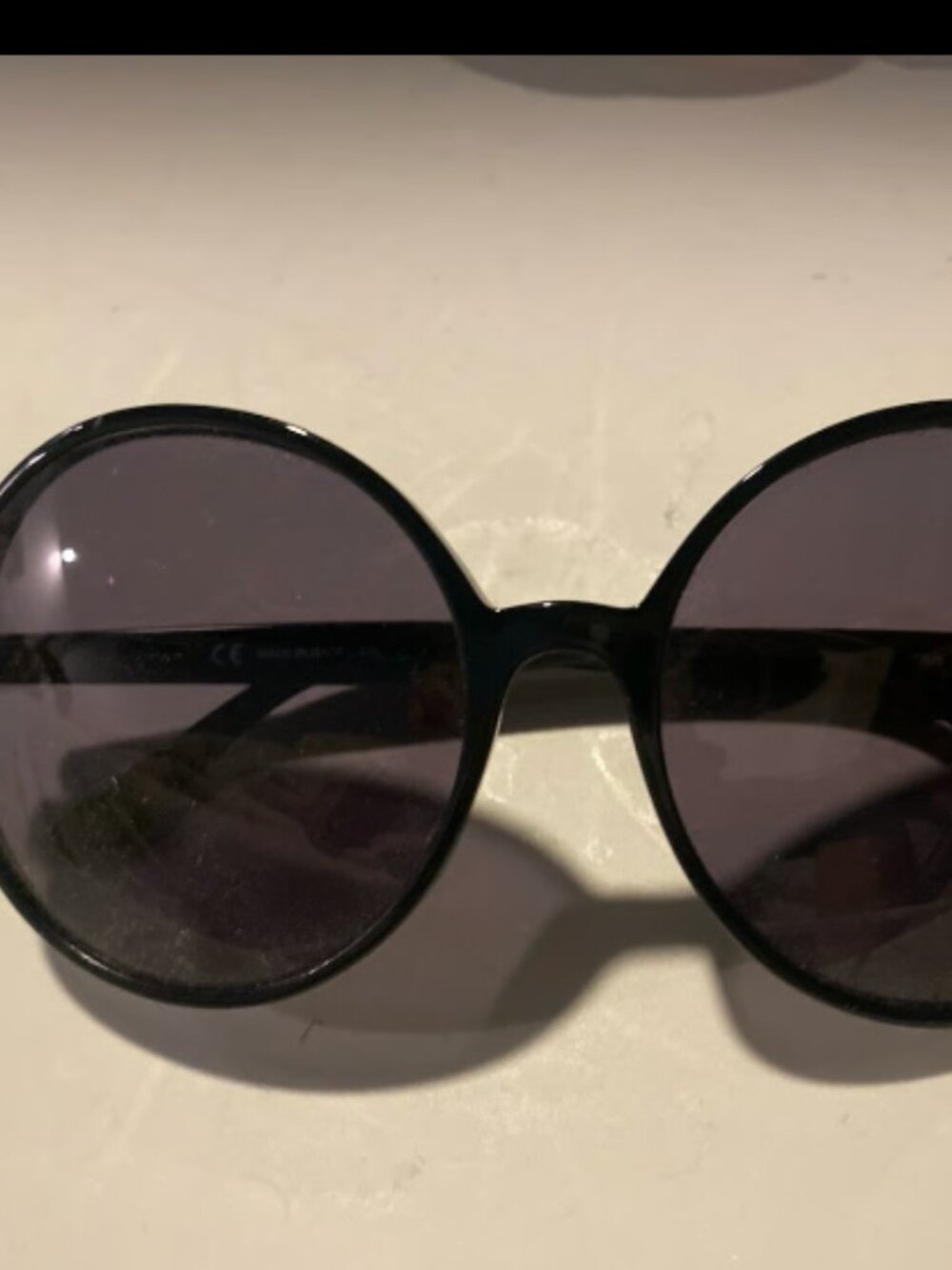 Valentino Black Round Oversized Sunglasses